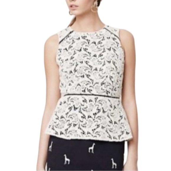 ANTHROPOLOGIE Lace Peplum Top - Picture 1 of 9